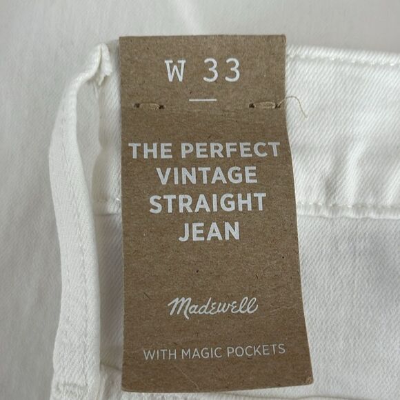 Madewell Perfect Vintage Straight Jeans Size 33 White: Ripped Knee Edition NWT - Picture 6 of 8